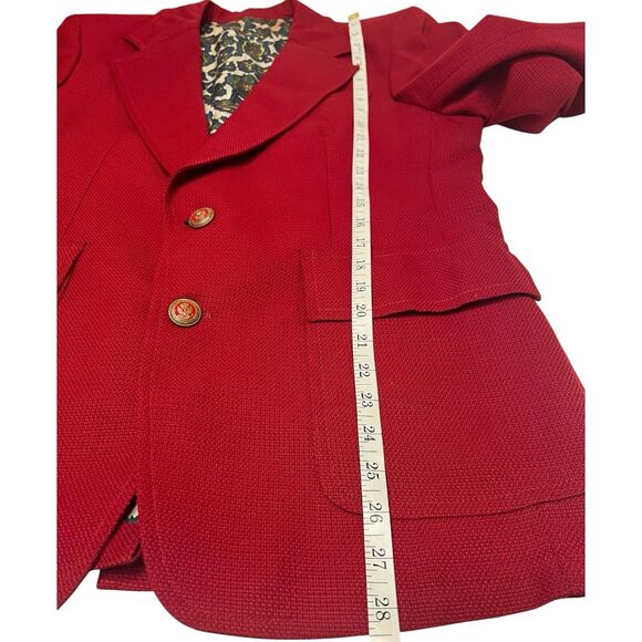 Stanley Blacker Vintage Red Blazer 40R Oversized Textured Gold Buttons USA - Picture 6 of 16